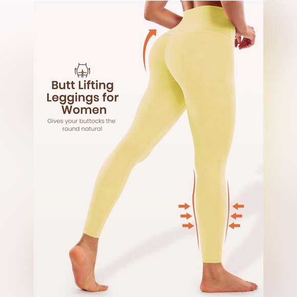 Butter Yellow Yoga Leggings - Picture 3 of 4